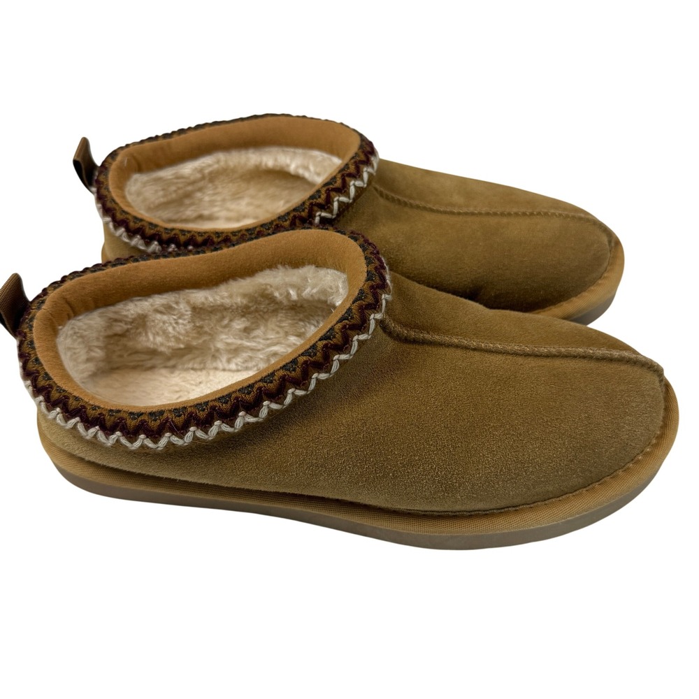 Dream Pairs Suede Womens Chestnut Faux Fur Lined Slipper Shoes Brown Size 9
